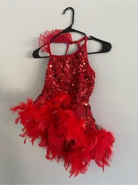 Revolution Red Sequin & Feather Dance Costume